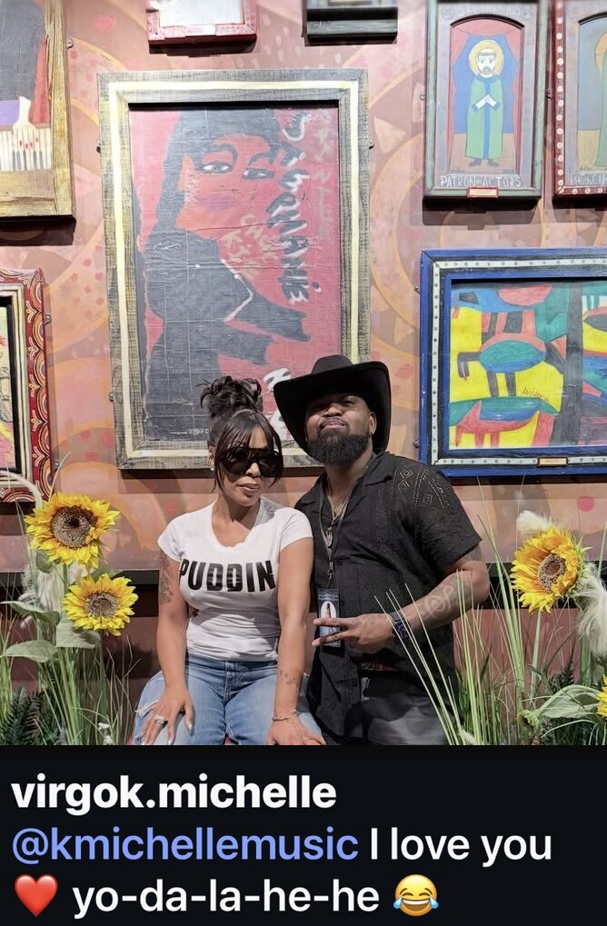 Cleaned crop of an Instagram post by virgok.michelle showing K. Michelle with the account's visible comment about Yodel